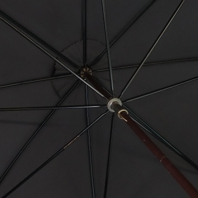Fox Umbrellas GT1 Dark Grain Ash Crook-Handle Black Umbrella